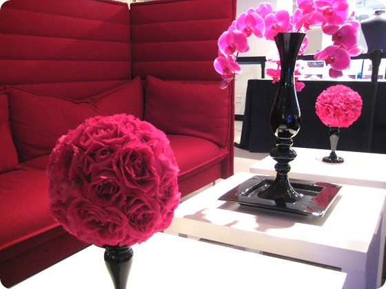 fuschia rose carnation ball orchids