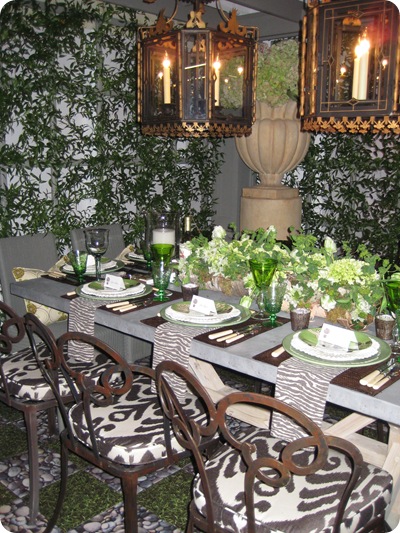 green white brown garden tablescape