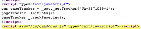 Additional line of Javascript below GATC