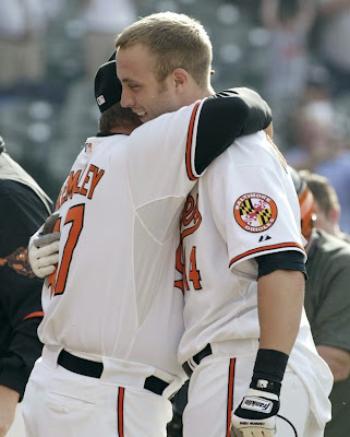Nolan and Dave This is Nolan getting a hug from Dave Trembley after his first career walk-off home run. Quick fact: Nolans first career HR came off of Mariano Rivera! No other player can say that!