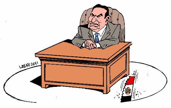 Mubarack at his desk