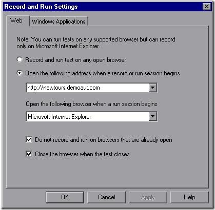 Record and run settings