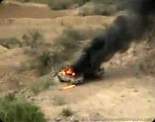 Burning Saudi Army vehicle001