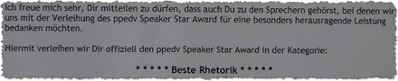In der Kategorie: Beste Rhetorik