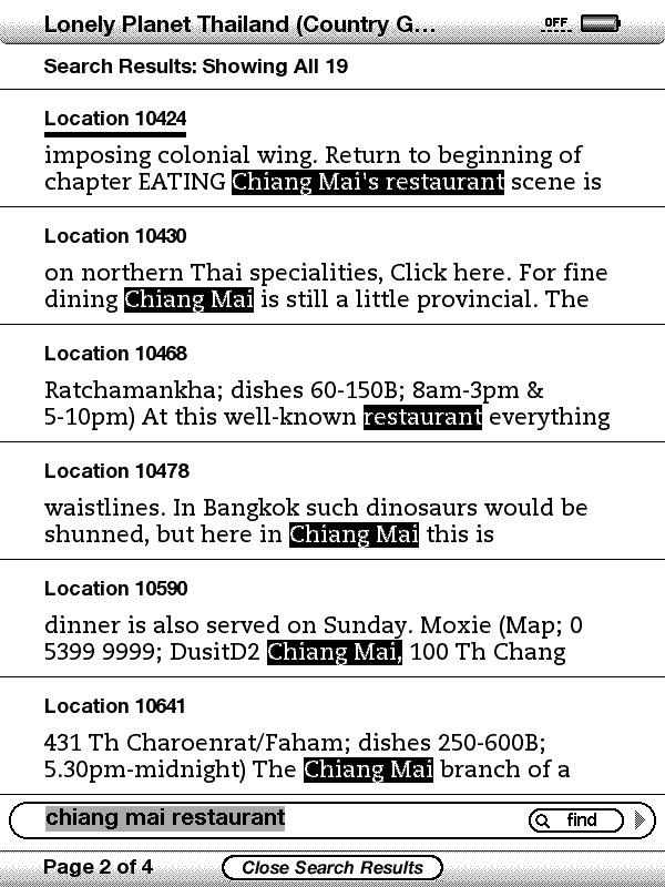 Search results on Kindle