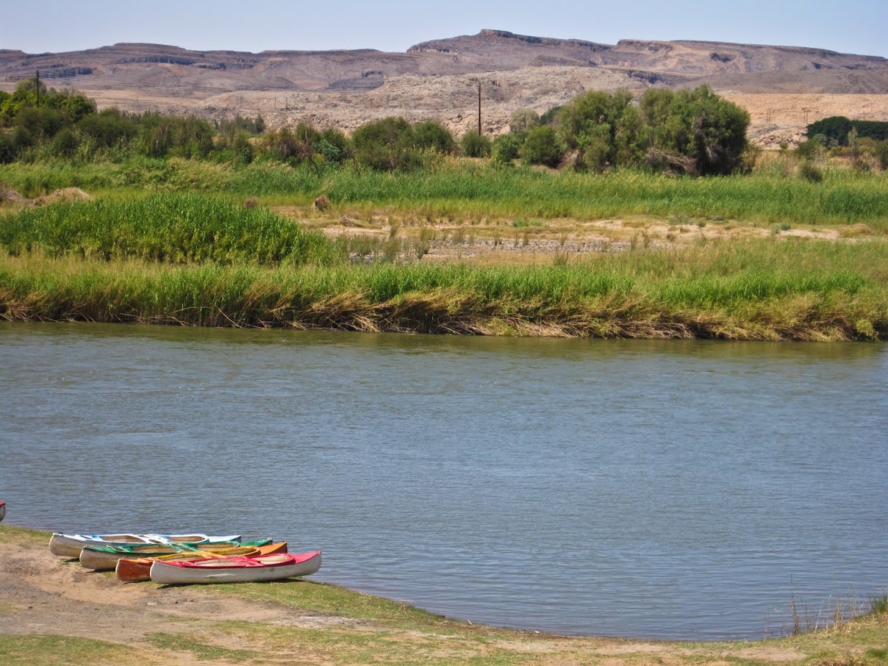 Canoes parked at campsite