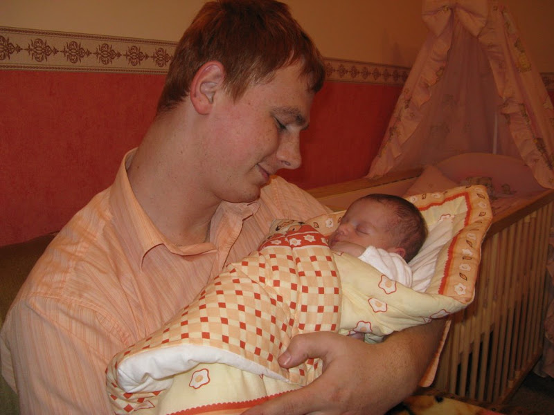 Golden Retriver tata i dziecko