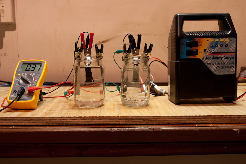 Experimental setup Low-current on the left, high-current on the right