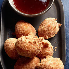 Doughnut Holes With Strawberry Syrup