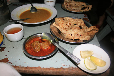 Indian dishes from road side restaurant in Mandalay