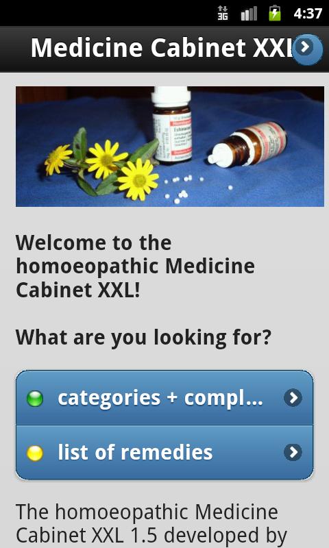 Android application Homeopathy MedicineCabinet XXL screenshort