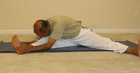 Prasarita-janu-shirshasana (head-to-knee variation)