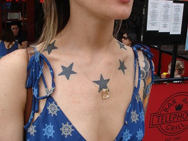 star necklace tattoo design, girl tattoo