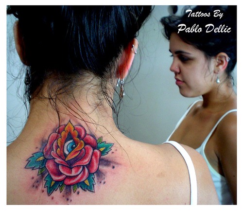 Red Rose Flower Tattoo Design This sexy girl have a beautiful blooming red