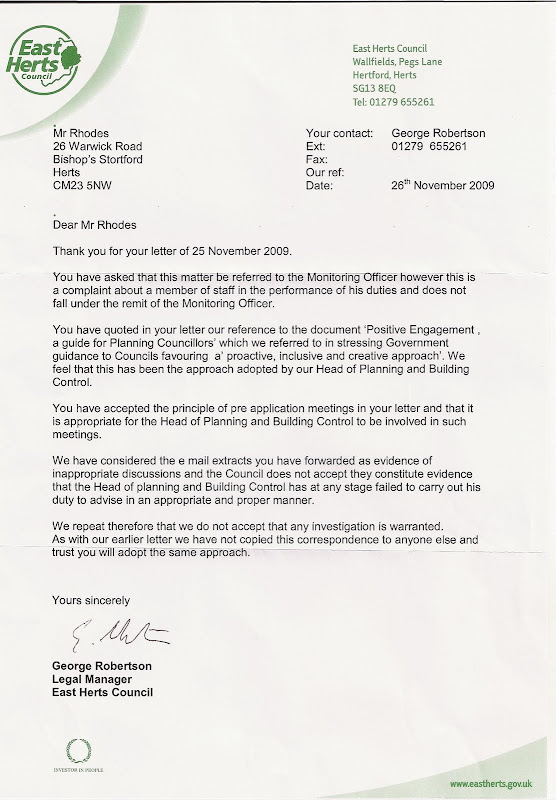 Second Reply from East Herts District Council