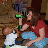 &ndash; Roo with bottle of "fizz" water and Vicki with Star Beer…. © 2007 NHA Photos