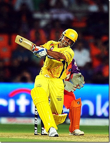 Chennai Super Kings batsman Suresh Raina plays a shot-IPL 2011 match