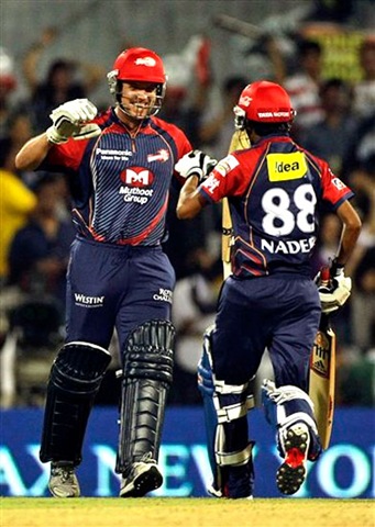 [Delhi Daredevils' batsman James Hopes, left, celebrates with Shahbaz Nadeem after their victory[3].jpg]