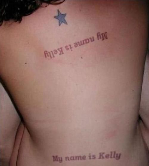 'tramp stamp' tattoo happens to be the girl's name.