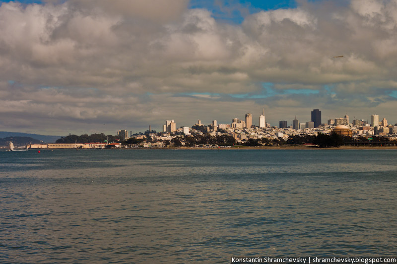 USA California San Francisco Skyline Sea США Калифорния Сан Франциско Вид с моря