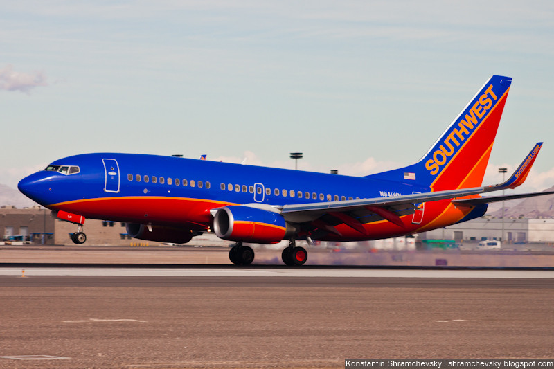 USA Nevada Las Vegas McCarran International Airport Southwest Airlines Boeing 737 США Невада Лас Вегас Международный Аэропорт МакКарран Саусвест Эйрлайнз Боинг 737