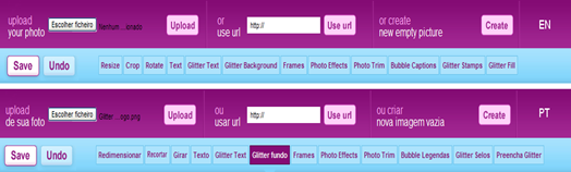 Glitter Photo Online - Funcionalidades