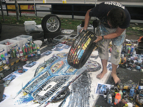 Ford Kuga Art Car Painting by Ian Cook with a Spare Tire Ford Kuga Art Car Painting by Ian Cook with a Spare Tire