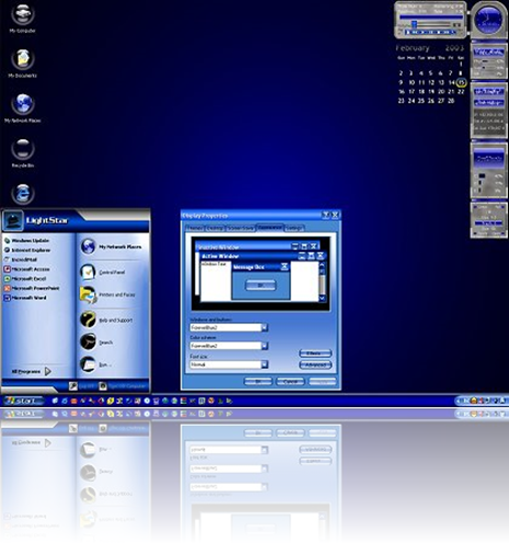 Tema com estilo visual azul para Windows xp + ícones