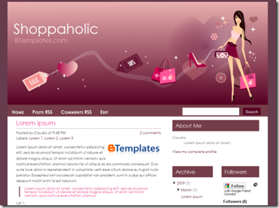 Baixar Template para blogger Shoppaholic feminino