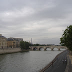 View from a river. Eiffel Tower in the back.