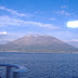 On the ferry back, this must be Sakurajima again XD