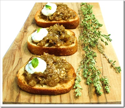 eggplant crostini with basil ricotta eggplant crostini with basil ricotta