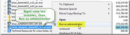 Notes_8.5.2_installer_run_as_administrator_solution