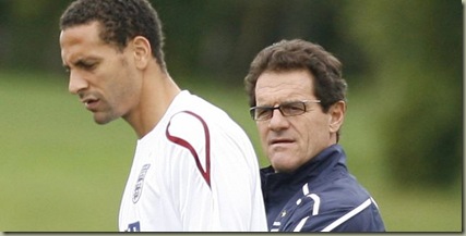 Rio Ferdinand and England coach Fabio Capello