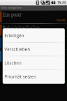 Kontextmenü zu einer Aufgabe (lang antippen)