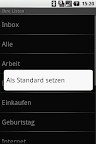 Kontextmenü einer Liste in der Listenanzeige