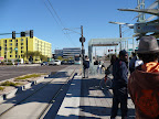 The train coming to the train station