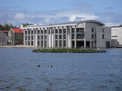 City Hall, built out over the lake.