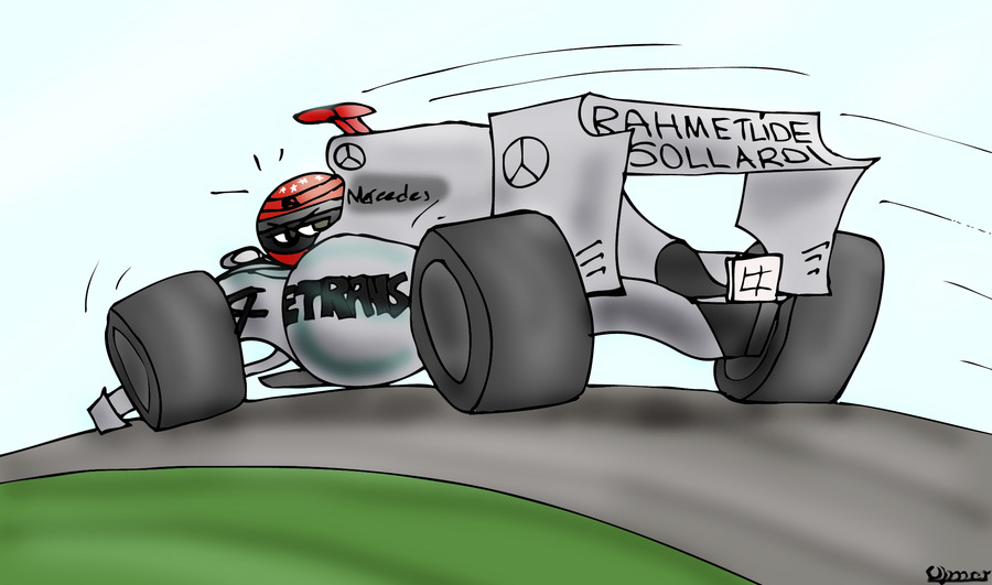 карикатура Михаэля Шумахера на Mercedes GP