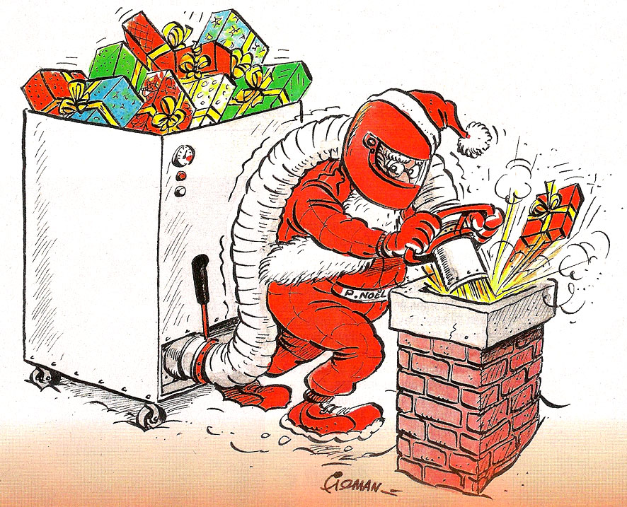 Дед Мороз с подарками и заправочной машиной