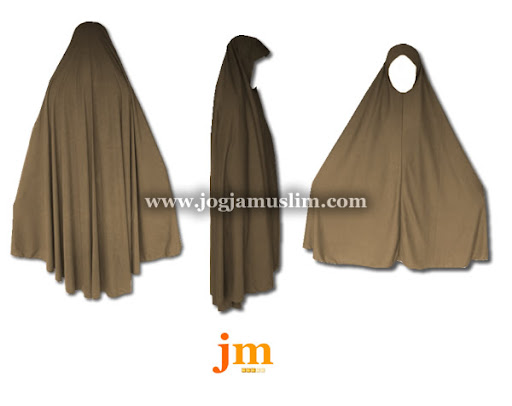 Jual Murah Pakaian Muslim Jilbab Dewasa Bahan Kaos Warna Coklat 