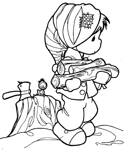 Children in winter coloring page