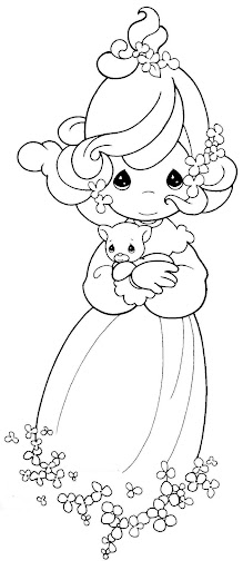 Girl with a kitten coloring pages precious moments