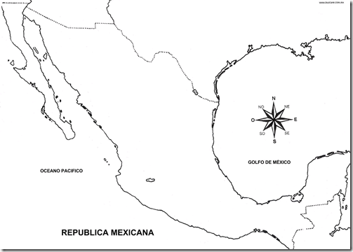 Map of Mexico coloring pages Map of Mexico coloring pages