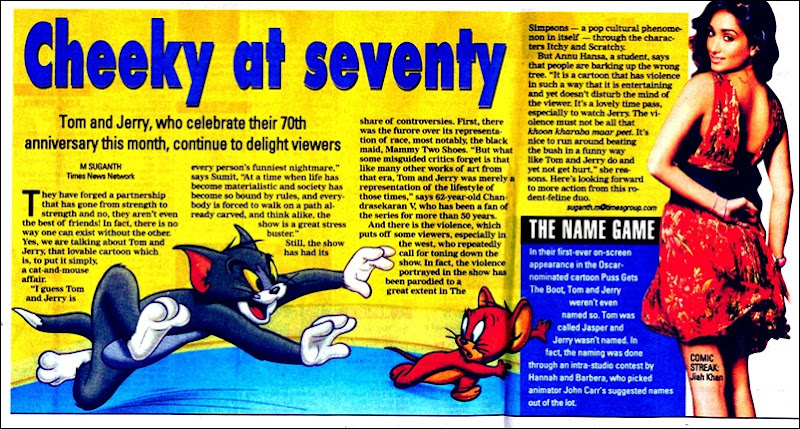 Times Of India Chennai Times Dated 21st Feb 2010 Page 1 Tom n Jerry
