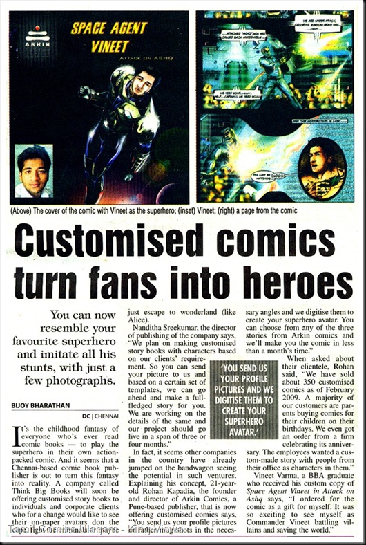 Deccan Chronicle Chennai Chronicle Page 21 Dated 17th Mar 2009 Comic Inspired By Yourself