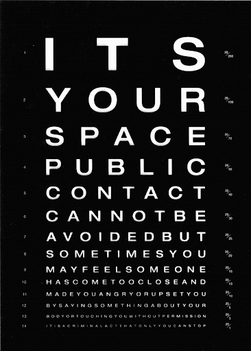 AWARE ZoCard, circa 2002; on the back: 'If you have been a victim of sexual harassment, or you know someone who may be a victim, we're here to help. You have the right to say no.'