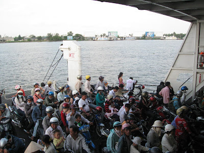 bikes on boat, Saigon