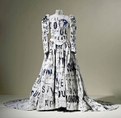 Lesley Dill Dada Poem Wedding Dress 1994 acrylic and thread on paper on