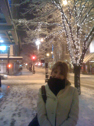 Tara Walters bundled up after the show.